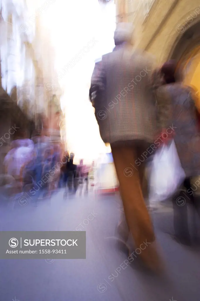 Pedestrian zone, passer-bys, movement, Fuzziness, , Purchase street, pedestrians, couple, going, shopping sprees, city strolls, on foot, outside,