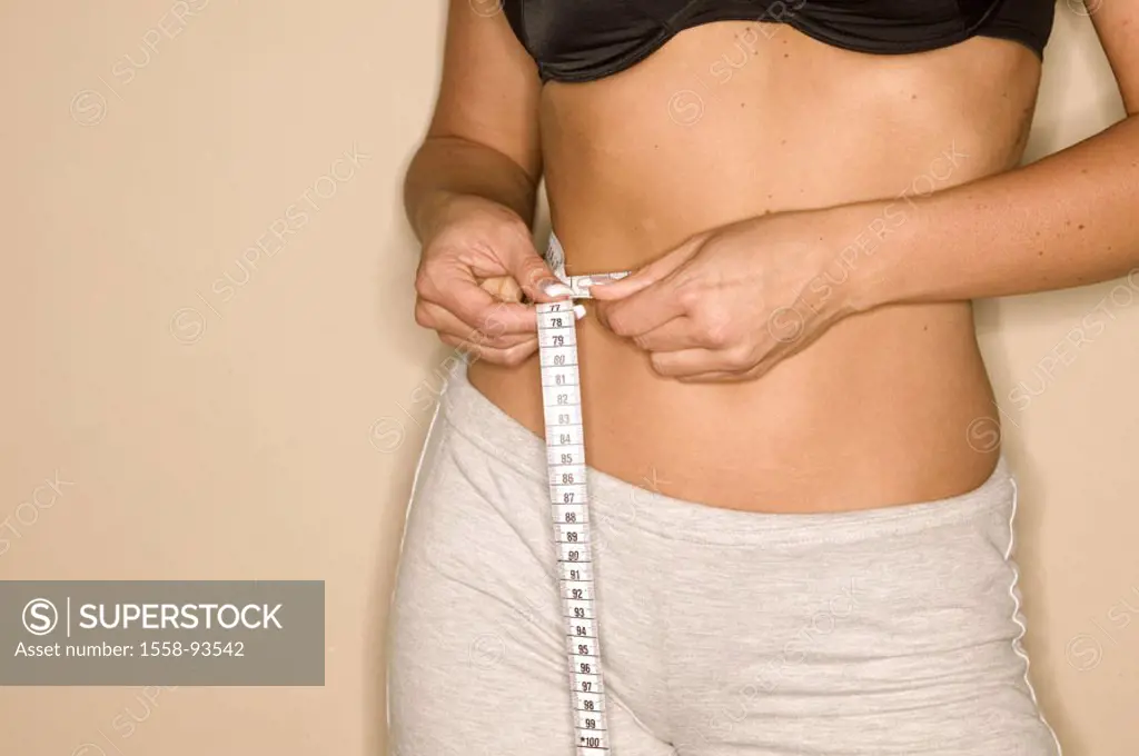 Woman, young, Bauchfrei, waistline, measurement band,  Control, truncated,   Series, 20-30 years, 30-40 years, figure, slim, stomach, waistline widene...