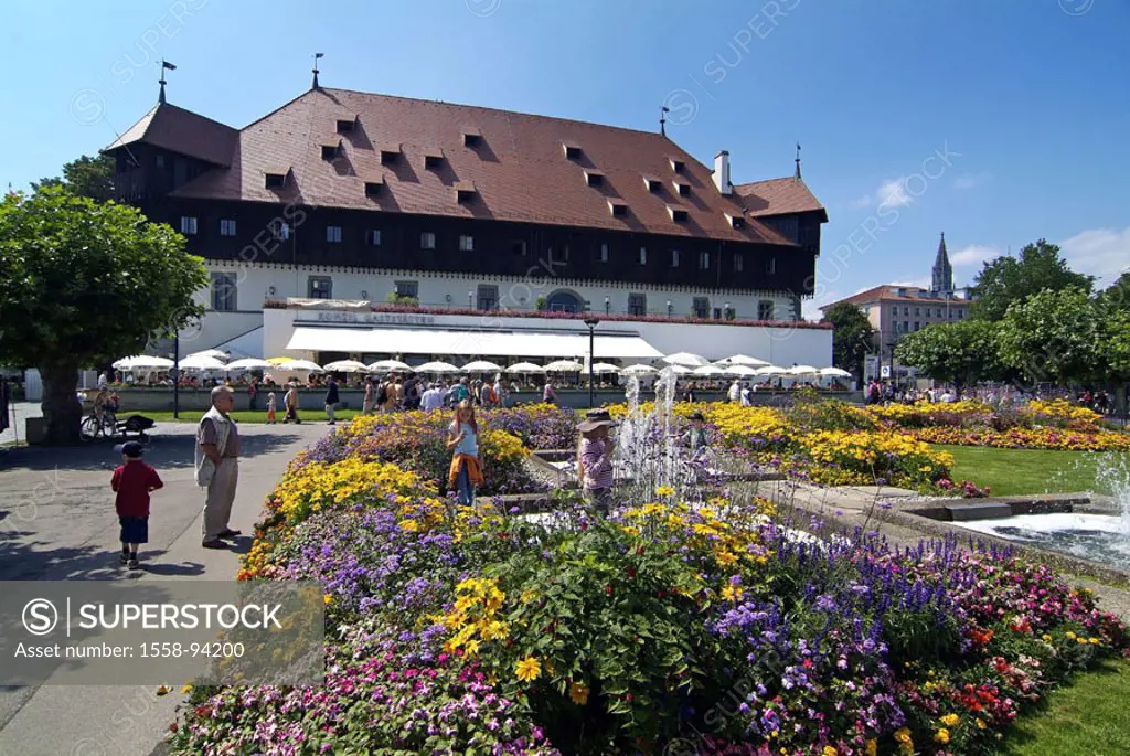 Germany, Lake Constance, Constance, council buildings, garden, fountains, visitors,