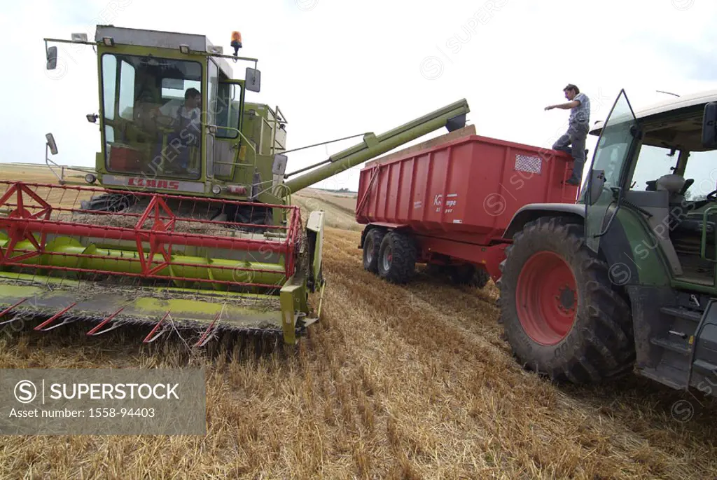 Field, farmers, harvesters, tractor, harvest,