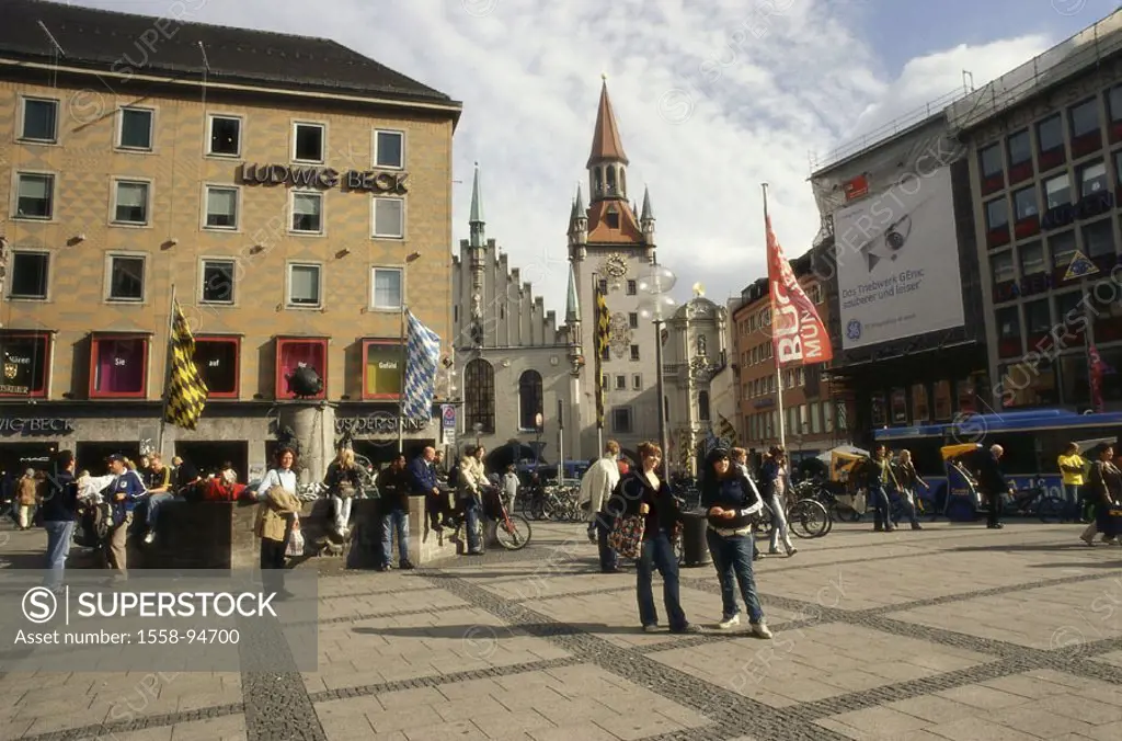 Germany, Bavaria, Munich,  Marie place, Alto Rathaus, department store Ludwig Beck, passer-bys,  Europe, Southern Germany, Upper Bavaria, city, city, ...