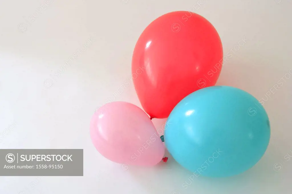 Balloons, color, size, different,    Balloons, inflated, celebration, party, party, ease, decoration, carnival, three, red, pink, blue, trio, symbol, ...