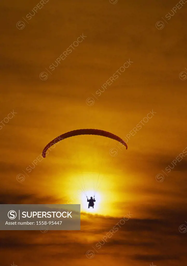 Gleitschirmflieger, silhouette, sun,  Back light, M,