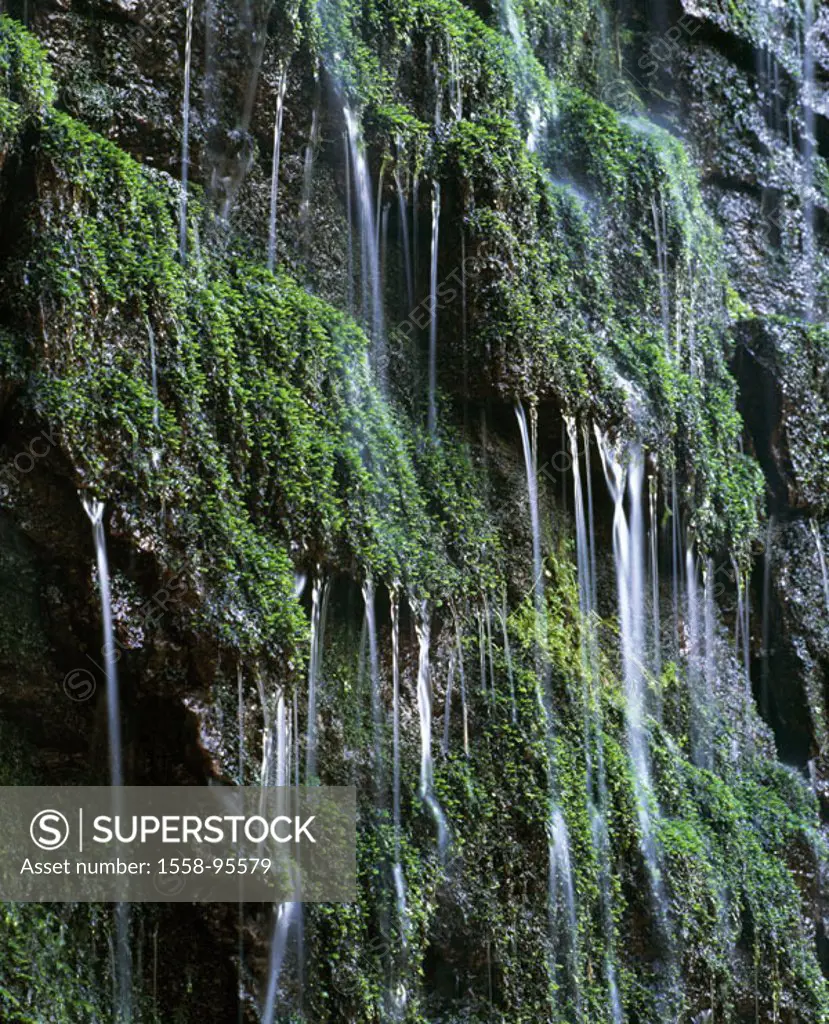 Waterfall, veil case, rocks, moss,