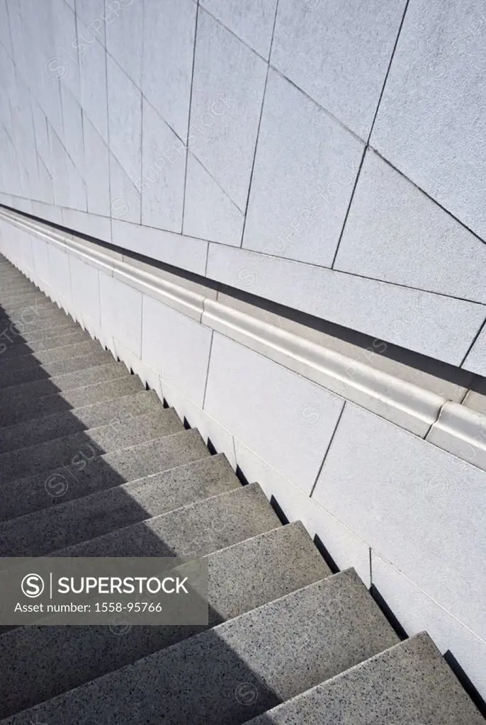 Outside stairway, steps, hit shadows,    Series, buildings, architecture, stairway architecture, stairway, stairway ascent, outside, walls, handrail, ...