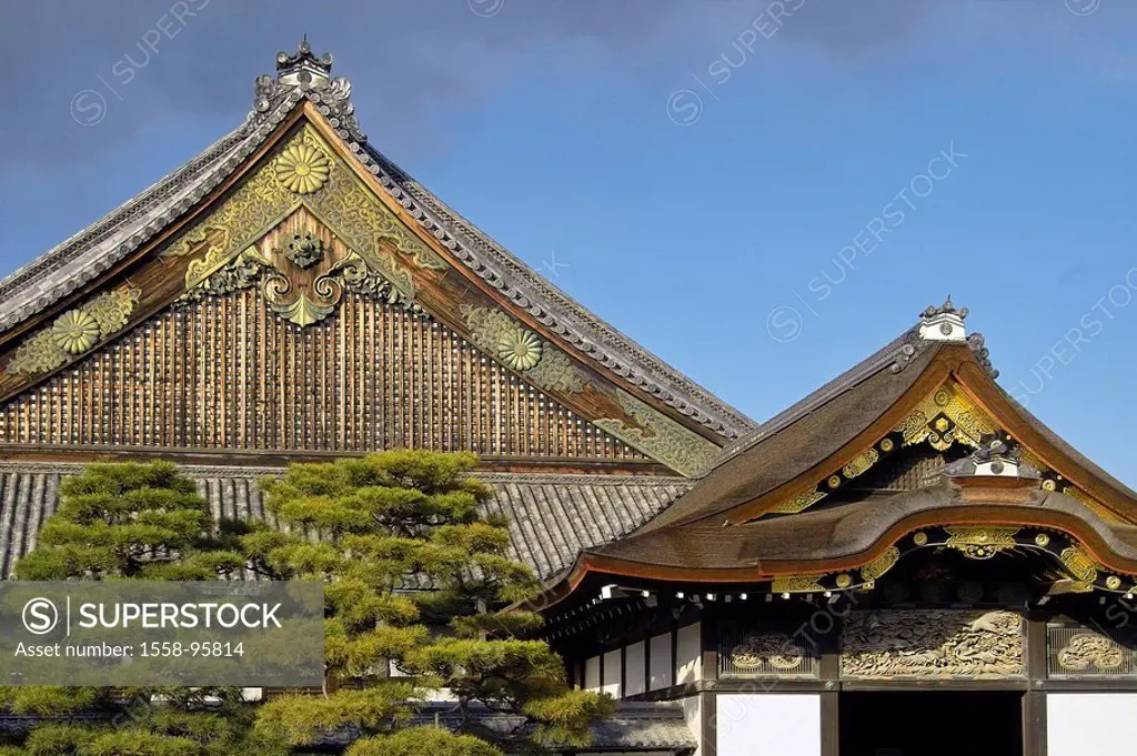 Japan, Kyoto, Nijo-jo palace, detail,    Asia, Eastern Asia, sight, destination, culture, buildings, construction, architecture, Edo period, wood faca...