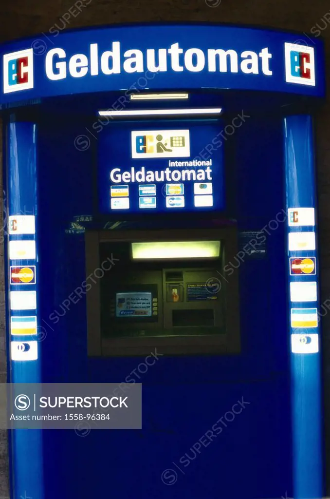 Automatic teller,    Bank vending machine, EC-Automat, services, bank, credit institution, expenditure vending machine, symbol, finances, cash, money,...
