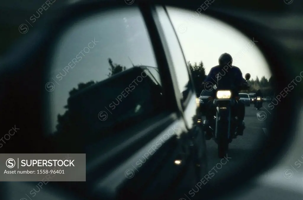 Street, jam, car, detail, rear view mirrors,  Motorcyclists,   Traffic, private car, outside mirrors, mirrors, reflection,  Vehicles, cars, drive, sta...