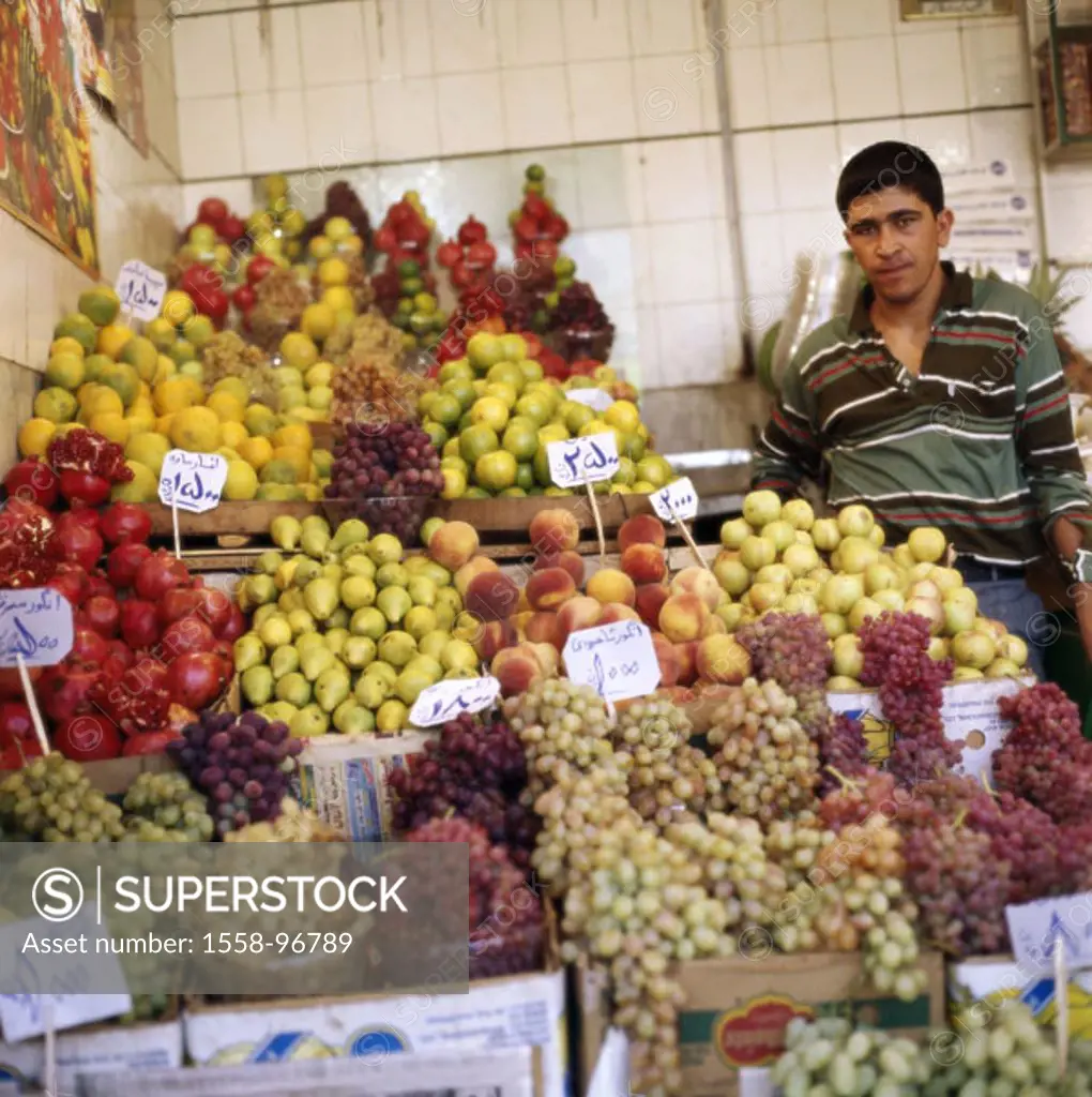 Iran, Teheran, business, dealers, Sale, fruit, , Near east, grocery store, market, man, Iranian, native, gaze camera, fruits, South fruits, food, econ...