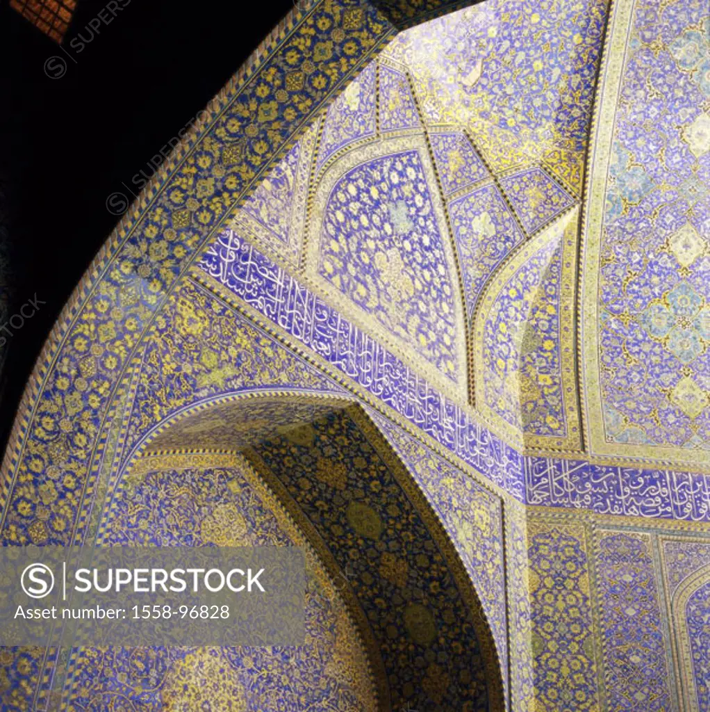 Iran, Isfahan, Imam-Moschee,  Wall, wall mosaic, close-up,   Near east, Madrasa madar e imam mosque walls mosaic tiles, Fayencen, art, culture, archit...