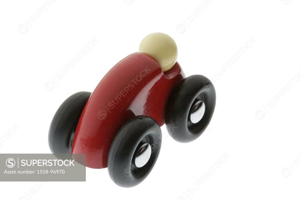 Wood toy, car, red,  Manufacturer ´Vilac´,  no property release,  Toy, toy, wood car, ´racing cars´,  Rennauto, model car, symbol, games, childhood, c...