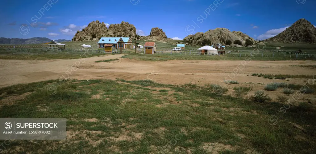 Mongolia, tourist camp Bichigt Khad,  Rock formations,   Central Asia, landscape, rocks, rock, rock formations, camp, house, Jurten, housing, tourism,