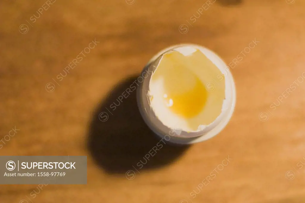 Ah, eggshell, yolk, rest,    Table, from above, food hen´s egg Frühstücksei, frankly, opened, eaten, shadows, wood, meal, quietly life, food,
