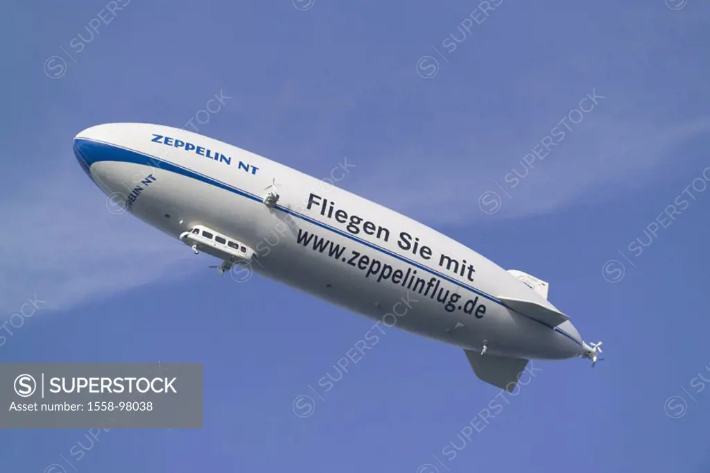 Zeppelin-NT, Werbeaufschrift,    Zeppelin of new technology, aeronautics, airship trip, air vehicle, blimp, air traffic, air traffic, transportation, ...