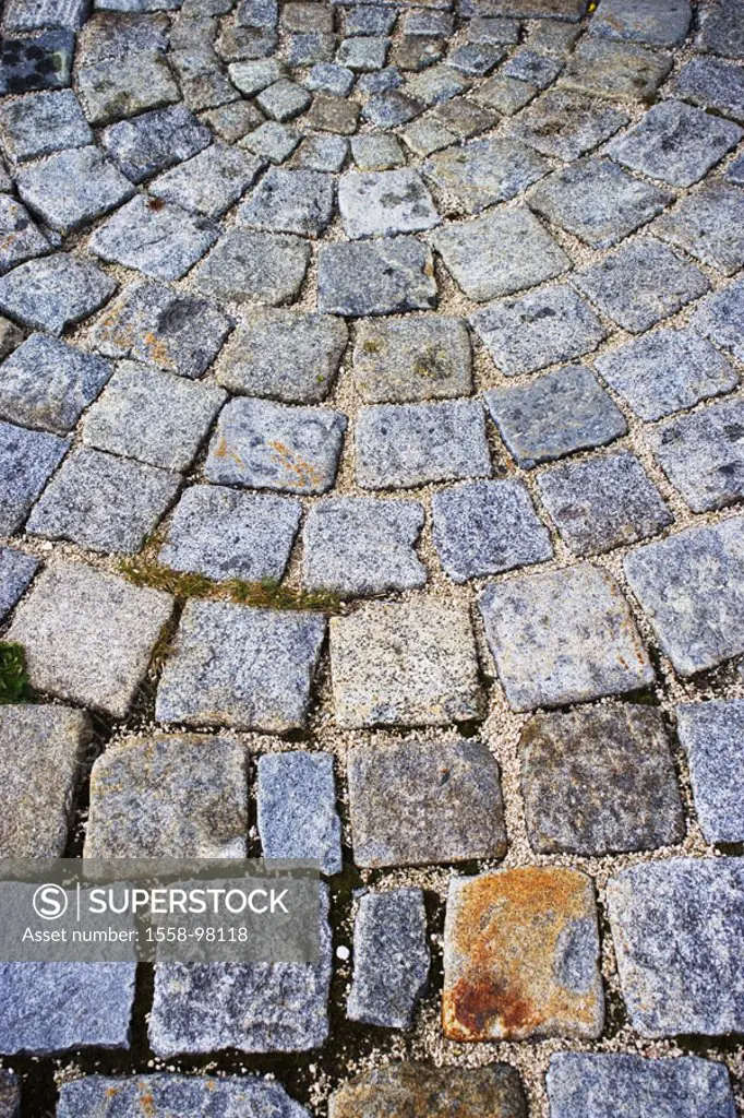 Cobblestones, detail,    Street, road surface, Band-Aid, pavingstones, stones, quadrilateral, quadratic, paved, patterns, circular, symbol rows stone ...