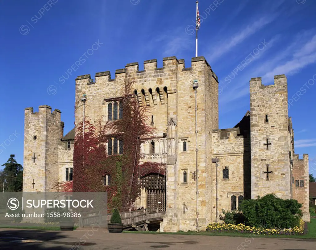 Great Britain, England, county Kent, Hever Castle,   South England, palace buildings, palace, castle, castle installation, drawbridge, construction, a...