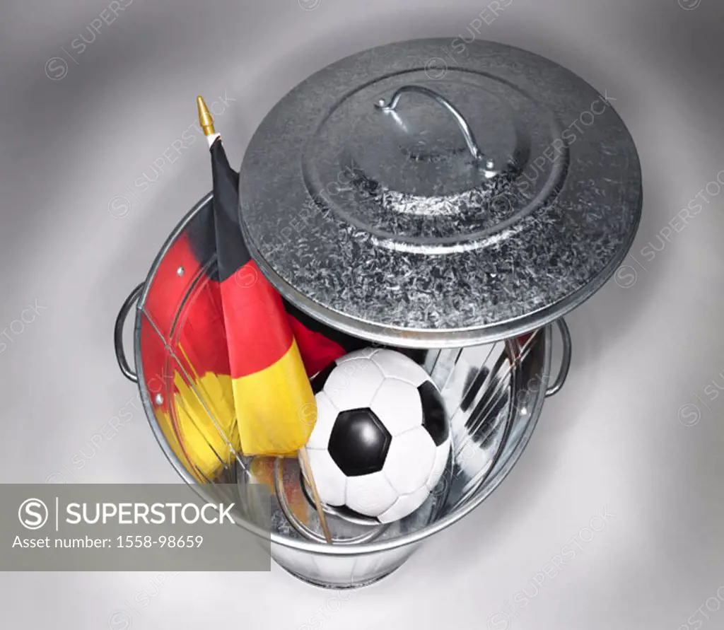 warete ton, covers frankly, football,  Germany flag,   Trashcans, trashcan, ball, leather ball, flag, national colors Germany, symbol, soccer game, WM...