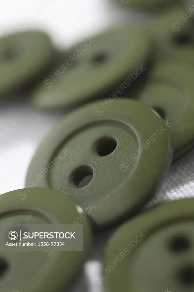 Buttons, olive, detail,    Series, Nähutensilien, Nähzubehör, notions, shirt buttons, blouse buttons, pants buttons, green, fortification, clothing sh...