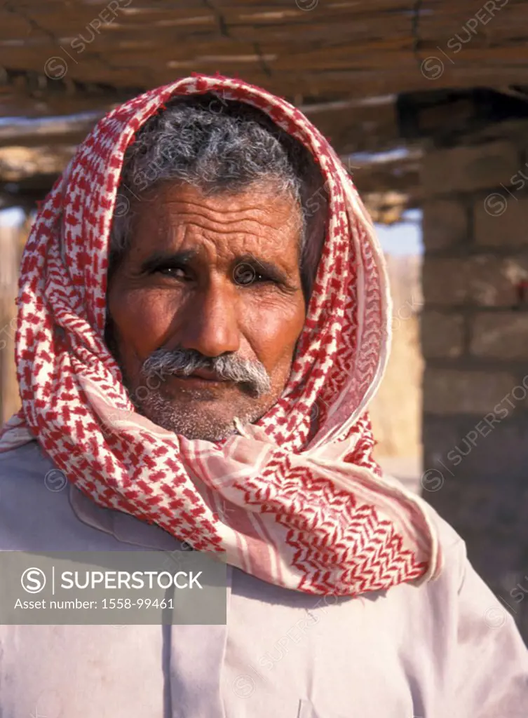 Egypt, Bedouin, kerchief, portrait,  , Egyptians, native, senior, man, Palestinians, headgear, Palestinian cloth, cloth, Keffijje, tradition, traditio...