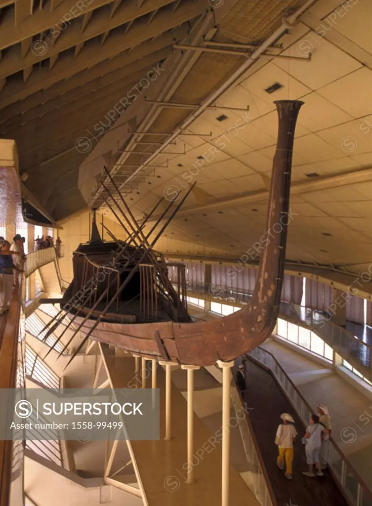 Egypt, Gizeh, museum, ship,  Tourists,   Boat museum, Cheops-Boot-Museum, boat, wood boat, cedar wood, sight, symbol, destination, tourism, concept, p...