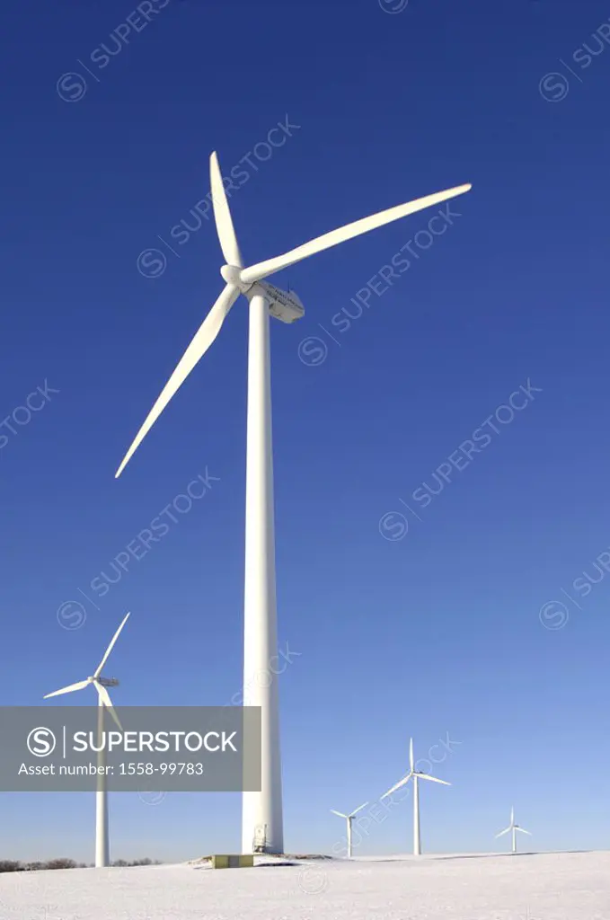 Winter landscape, wind wheels,    Landscape, winters, wind park, wind strength installation, wind turbine, renewable energy, alternative energy, wind ...