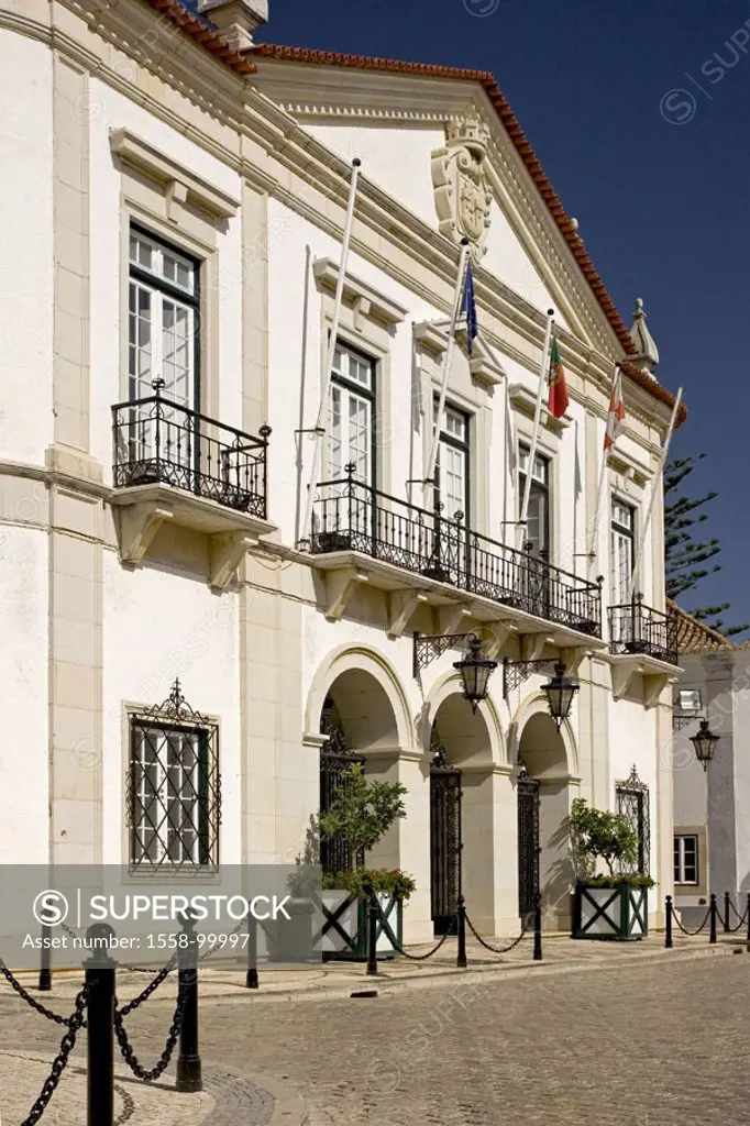 Portugal, Algarve, Faro, old town,  Largo there Se, town hall, Eingangsbereich,   Buildings, construction, town hall buildings, architecture, culture,...