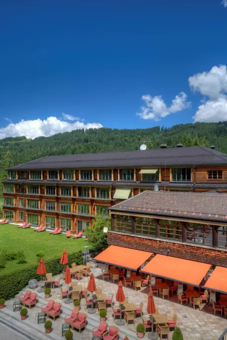 Elmau castle (Schloss Elmau), Upper Bavaria, Bavaria, Germany, Europe, mountains, Wettersteingebirge (Wetterstein mountains),