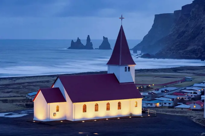 Church in Vik, Reynisdrangar, South Iceland, Iceland