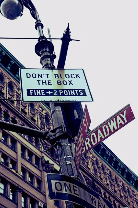 The USA, New York City, town, architecture, street signs, sky, America,