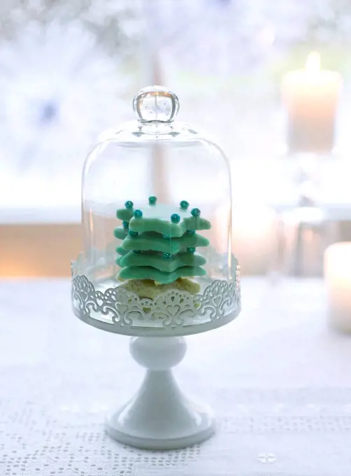 Cloche with green gingerbread stars