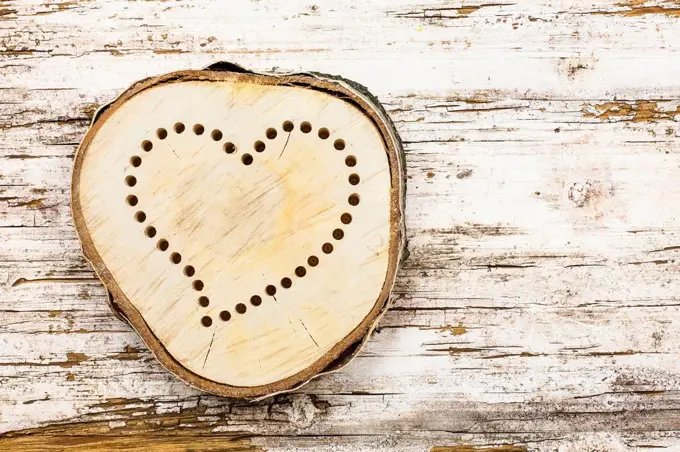 wooden slice with heart form