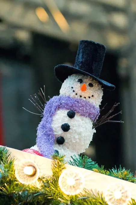 Germany, Baden-Wurttemberg, Reutlingen (town), snowman decoration on the Christmas market,