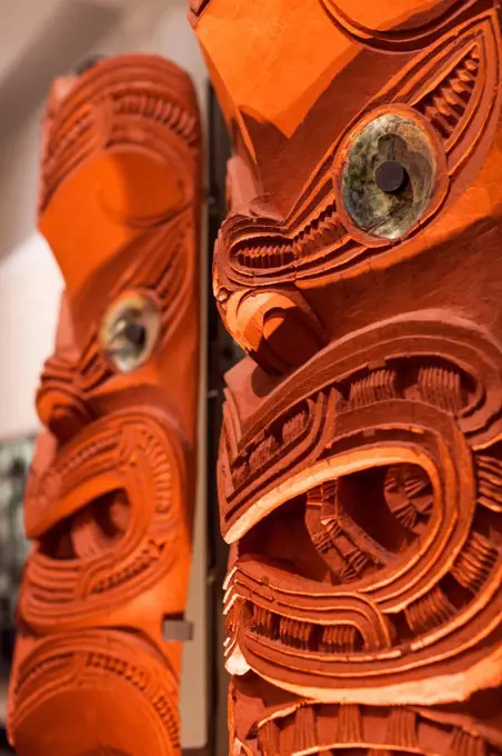 New Zealand, North Island, Auckland, Auckland War Memorial Museum, Maori Court, traditional Maori carving