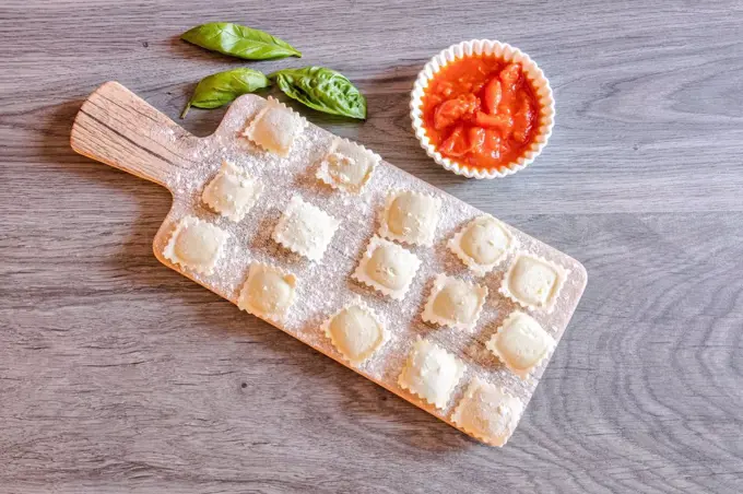 Handmade ravioli with fresh ingredients a typical pasta of Italian cuisine