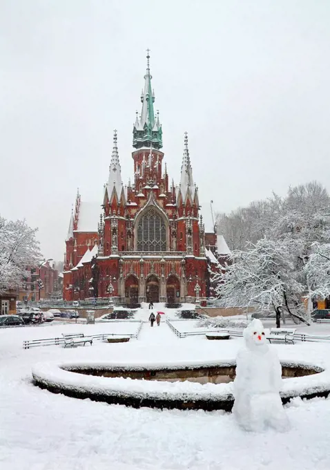 St. Josef church, wintertime, Cracow, Poland,