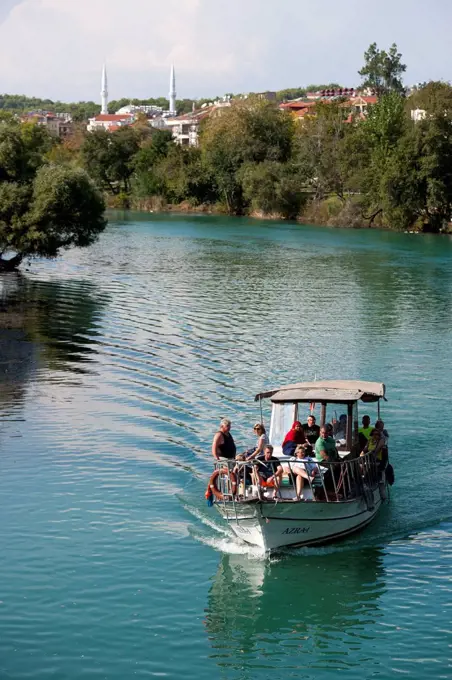 Turkey, province of Antalya, Manavgat, excursion boat on the Manavgat-Cayi (Melas)