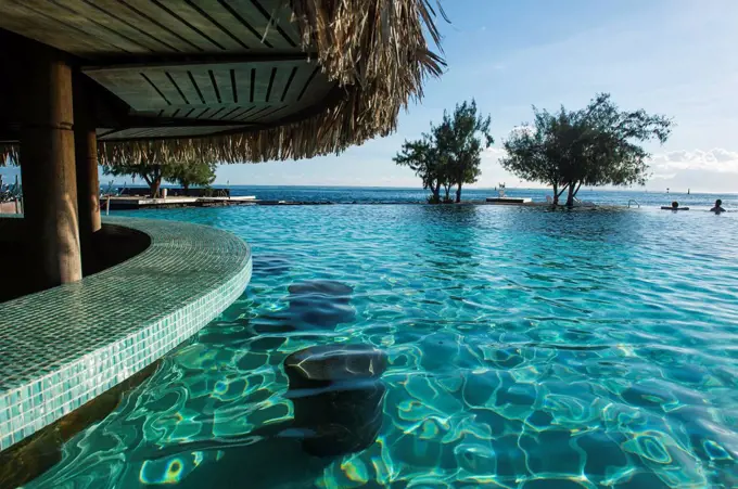 Pool bar of a luxury hotel in Papeete, Tahiti, French Polynesia