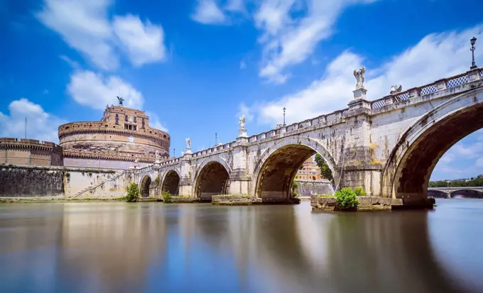 Saint Angel Castle and bridge in Rome, Italy