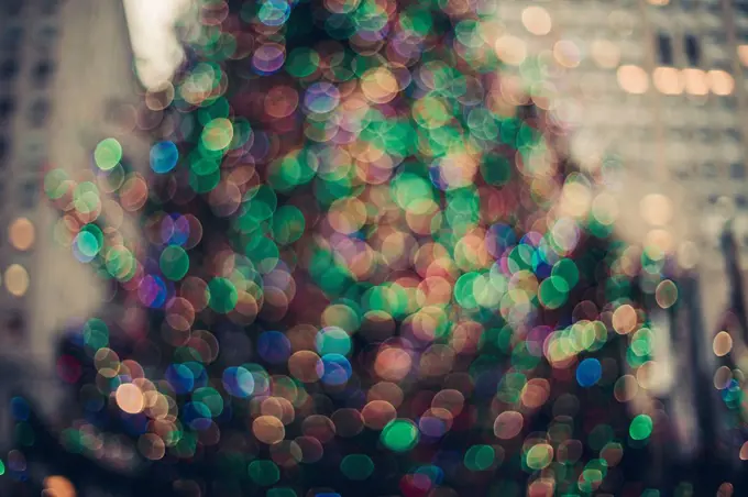blurry Christmas lights at Rockefeller center