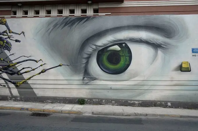 Mural in Athens, Greece, Europe