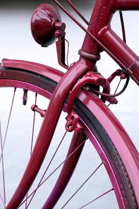 old bicycle, detail, colour Magenta