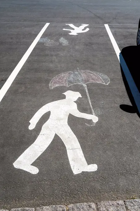 Bornholm, Gudhjem, footpath, chalk painting