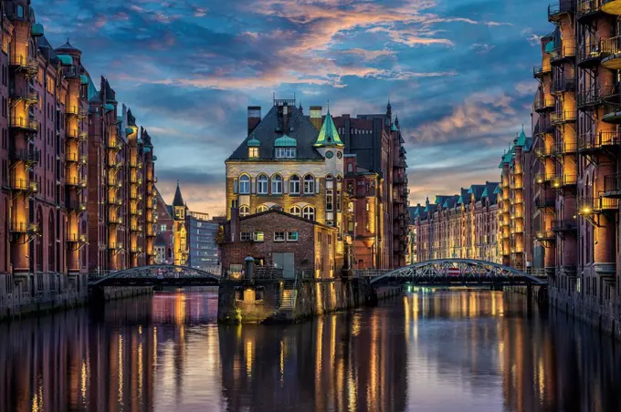 The historic Speicherstadt in Hamburg, Germany