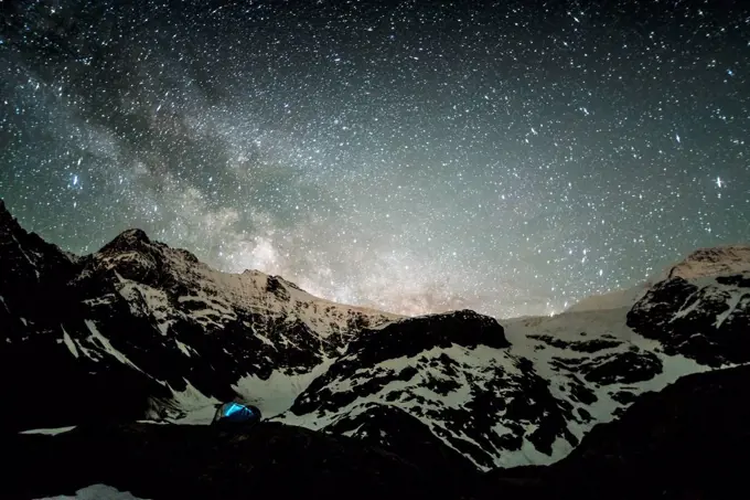 Milky Way mi high mountains, Steingletscher, Switzerland