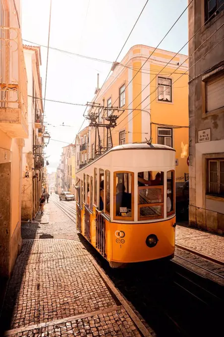 Typical tram of Lisbon, Portugal, Europe