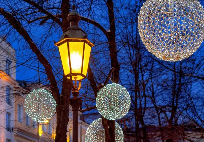 Christmas lights at Promenadeplatz in Munich, Upper Bavaria, Bavaria, Germany, Europe