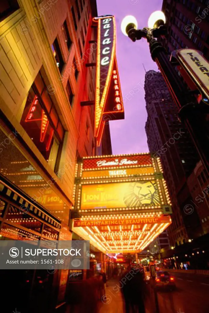 Low angle view of a sign at a theater, Palace Theatre, Chicago, Illinois, USA