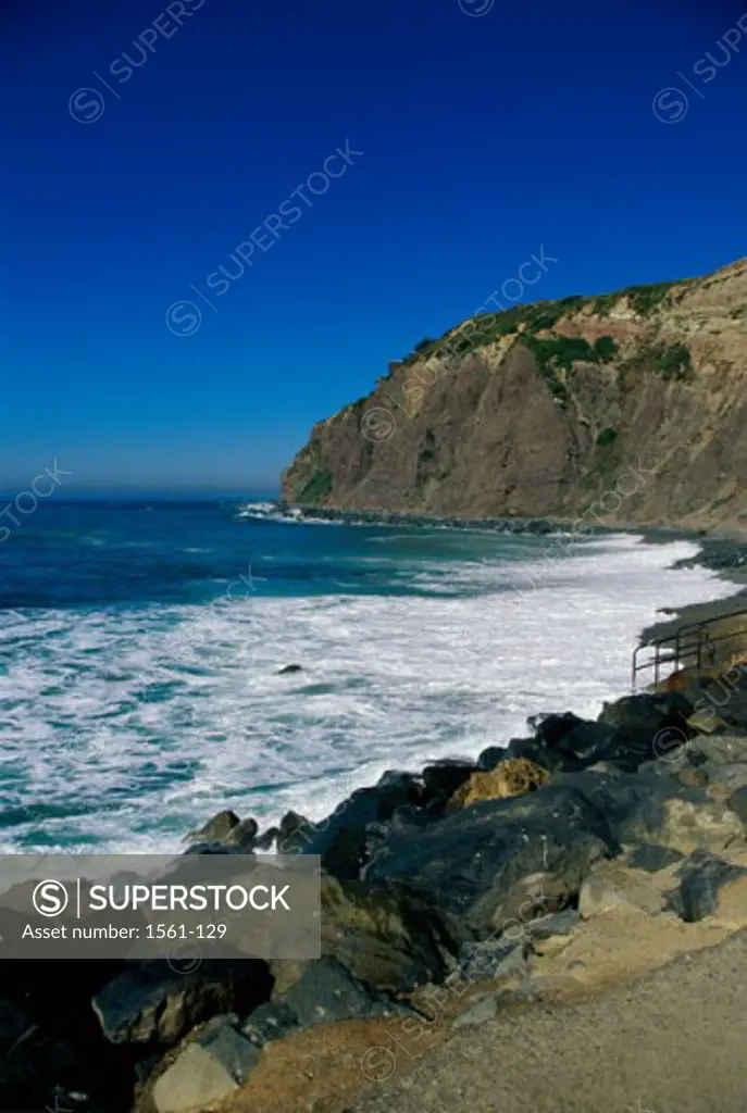 Rock formation on the beach, Dana Point, California, USA