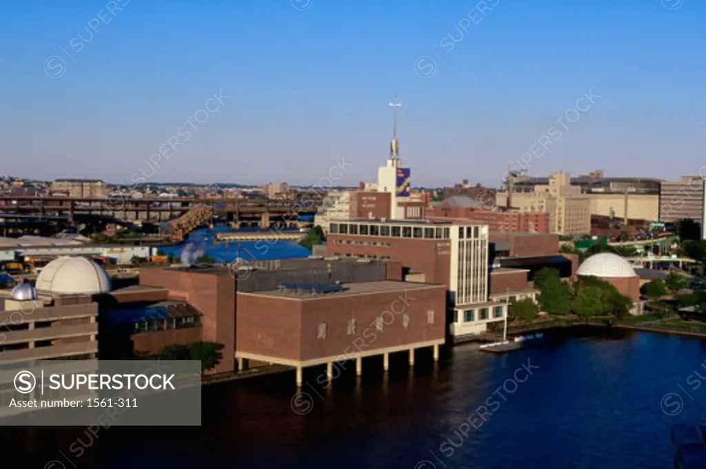 High angle view of buildings on the waterfront, Museum of Science, Boston, Massachusetts, USA