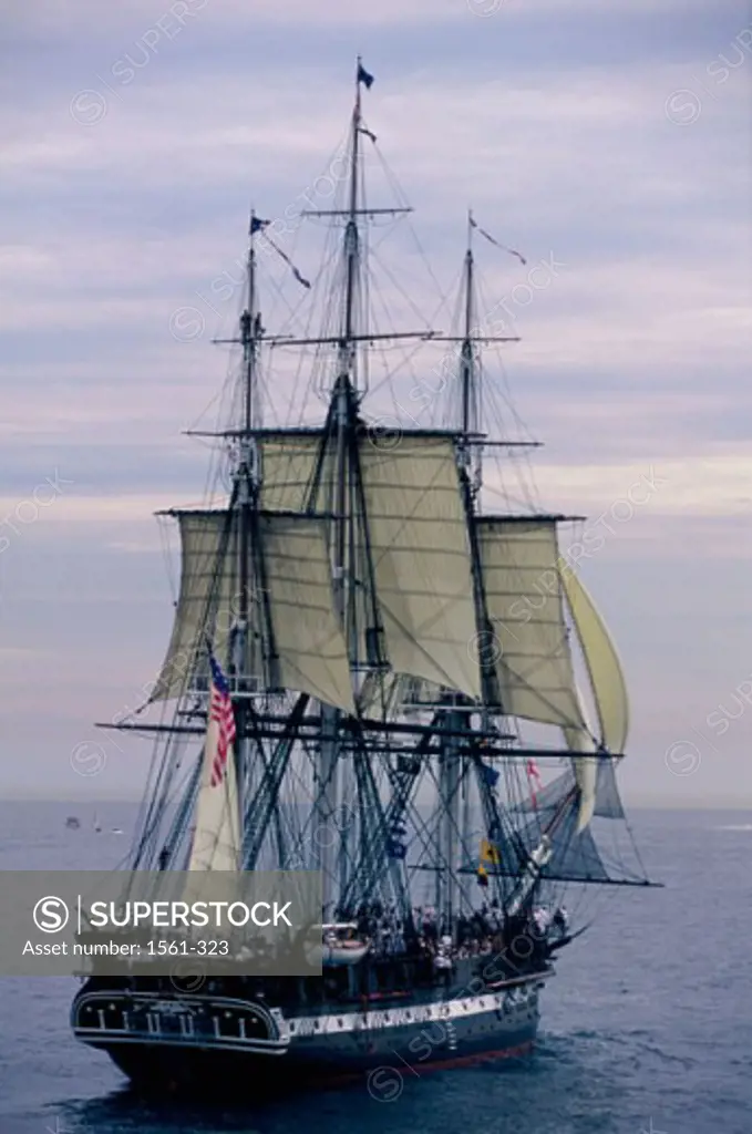 Sailing ship in the sea, USS Constitution, Boston, Massachusetts, USA